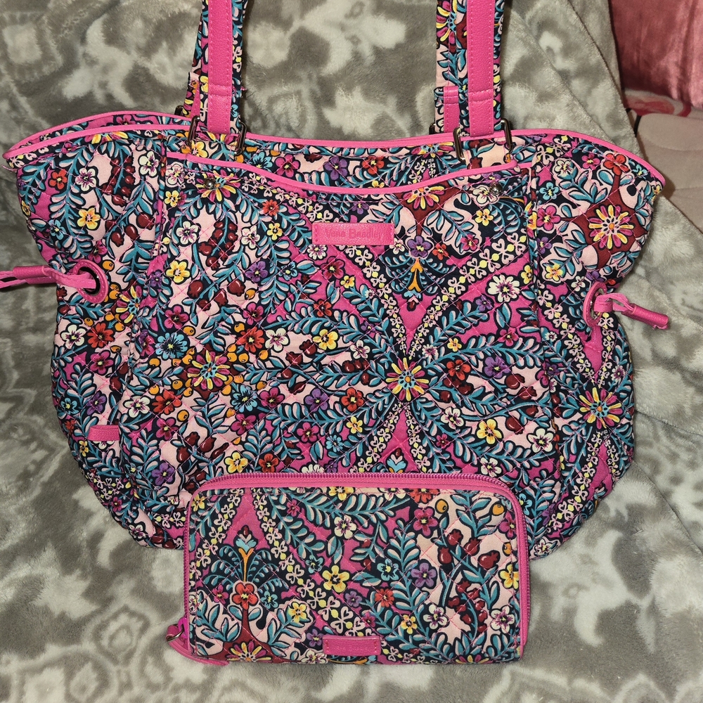 Vera Bradley Pink and Blue Floral Satchel